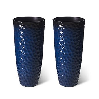 Glitzhome Set of 2 Oversized Honeycomb Textured Tall Plastic Planter, 31"H