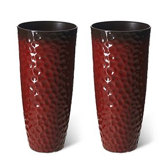 Glitzhome Set of 2 Oversized Honeycomb Textured Tall Plastic Planter, 31"H