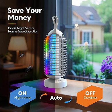 2-Pack 3000V Bug Zapper with LED Light Strip, Auto On/Off, IPX5