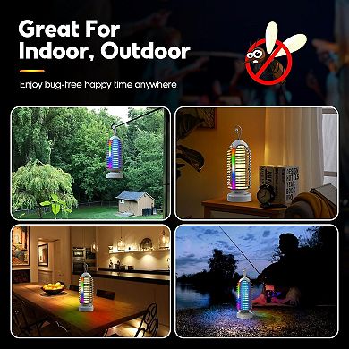 2-Pack 3000V Bug Zapper with LED Light Strip, Auto On/Off, IPX5