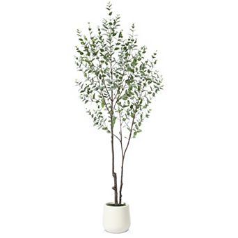 VeriNatural 6FT Faux Eucalyptus Tree with Plastic Pot, Artificial Eucalyptus Plant for Home Decor