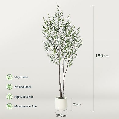 VeriNatural 6FT Faux Eucalyptus Tree with Plastic Pot, Artificial Eucalyptus Plant for Home Decor
