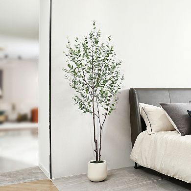 VeriNatural 6FT Faux Eucalyptus Tree with Plastic Pot, Artificial Eucalyptus Plant for Home Decor