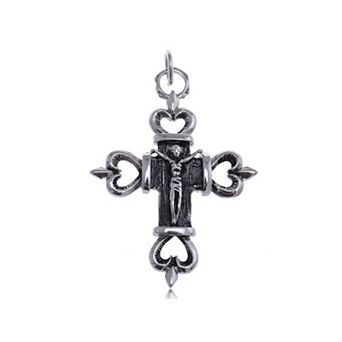 Stainless Steel Silvery Tone Heart Jesus Figure Necklace Pendant