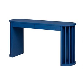 59-Inch Long Oak Console Table with Drawers for Living Room and Entryway