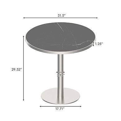 WOW PIONEER Modern Round Bistro Dining Table with Sturdy Metal Frame