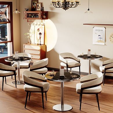 WOW PIONEER Modern Round Bistro Dining Table with Sturdy Metal Frame