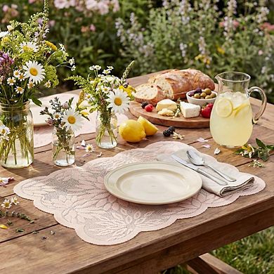 Pink Dahlia Lace Placemats Set of 4 Wedding Party Dining Table Mats Decor