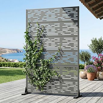 Godfrey 6 ft x 4 ft Grey Metal Privacy Screen