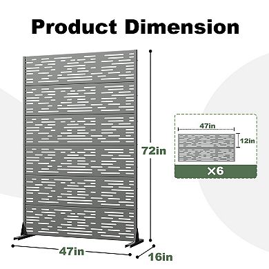 Godfrey 6 ft x 4 ft Grey Metal Privacy Screen
