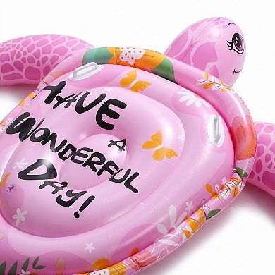 Inflatable Turtle Pool Float Lounge with Handles Durable PVC Water Float for Pool Beach Lake