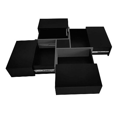 31.5 in Square Extendable Coffee Table with 4 Hidden Storage Compartments