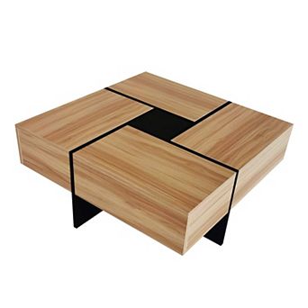 31.5 in Square Extendable Coffee Table with 4 Hidden Storage Compartments