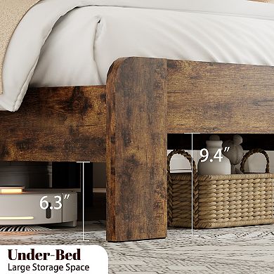 KWPZQEB Metal Bed Frame with Charging Statio & Storage Headboard, No Box Spring Needed