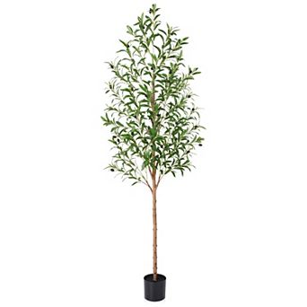 Artificial Olive Tree in Black Pot, Faux Floor Plant for Home Decor, 6 ft Fake Plants - VeriNatural