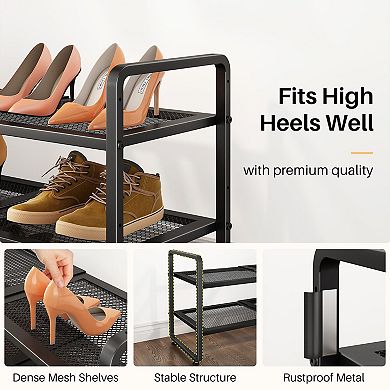 Expandable 2 Tier Metal Shoe Rack Adjustable Stackable Shelf Holds 8 Pairs Black 1 Piece