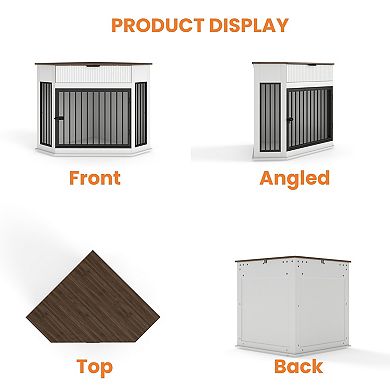 KWPZQEB Dog Crate Furniture for Small/Medium Dogs, Kennel End Table with Fluted Drawer Storage