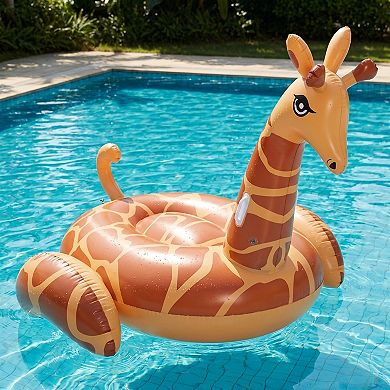 Inflatable Giraffe Pool Float Ring Animal Float Durable PVC Water Float for Pool Beach Lake