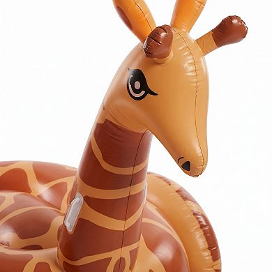 Inflatable Giraffe Pool Float Ring Animal Float Durable PVC Water Float for Pool Beach Lake
