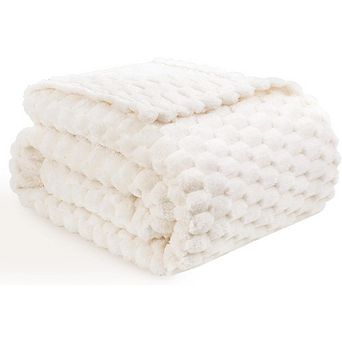 Flannel Fleece Jacquard Throw Blanket, Soft Warm Cozy Home Decor Blanket