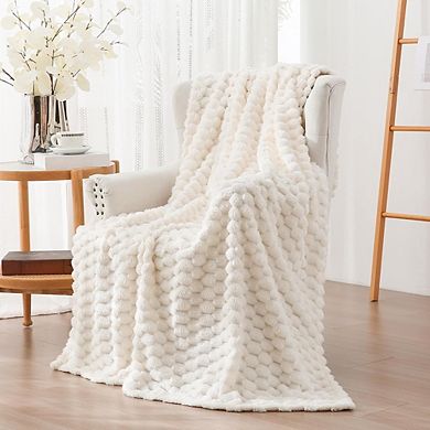 Flannel Fleece Jacquard Throw Blanket, Soft Warm Cozy Home Decor Blanket