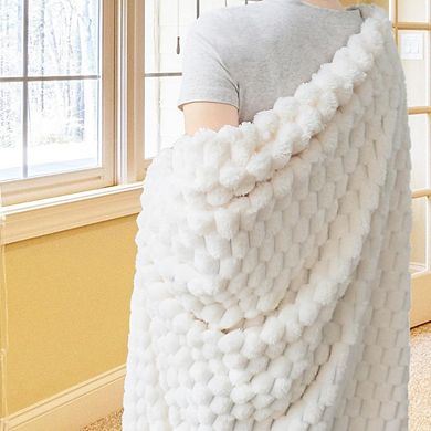 Flannel Fleece Jacquard Throw Blanket, Soft Warm Cozy Home Decor Blanket