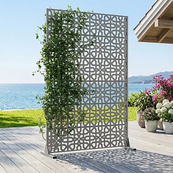 6' x 4' Gray Metal Outdoor Privacy Screen