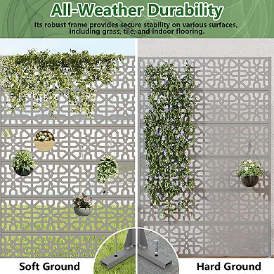 6' x 4' Gray Metal Outdoor Privacy Screen