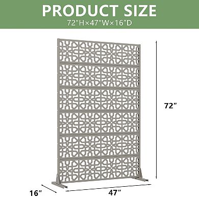 6' x 4' Gray Metal Outdoor Privacy Screen
