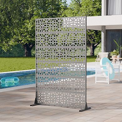 6' x 4' Gray Metal Outdoor Privacy Screen