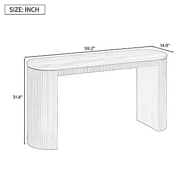 Modern Curved Console Table with Unique Vertical Stripe Design