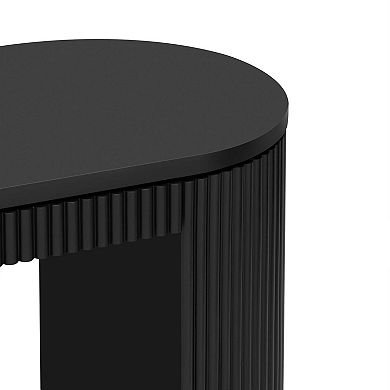 Modern Curved Console Table with Unique Vertical Stripe Design