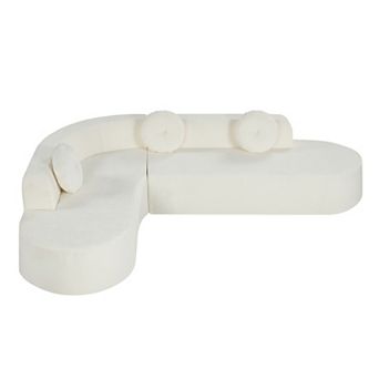 Whisen 122'' Extra Large Curved Sectional Sofa, with Three Round Cushions, High-Resilience Foam