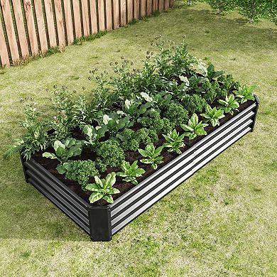 KWPZQEB Raised Garden Bed Outdoor, Metal Rectangle Planter Beds for Plants, Vegetables