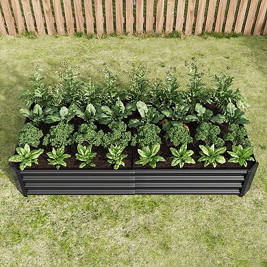 KWPZQEB Raised Garden Bed Outdoor, Metal Rectangle Planter Beds for Plants, Vegetables