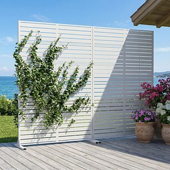6' x 4' White Louvered Metal Outdoor Privacy Screen (Set of 2)