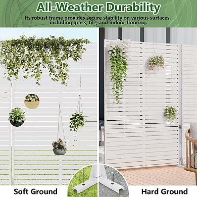 6' x 4' White Louvered Metal Outdoor Privacy Screen (Set of 2)