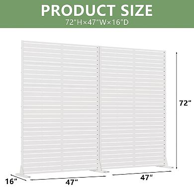 6' x 4' White Louvered Metal Outdoor Privacy Screen (Set of 2)