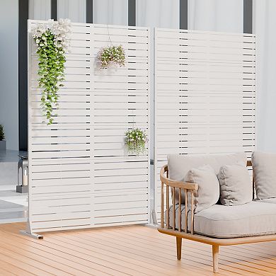 6' x 4' White Louvered Metal Outdoor Privacy Screen (Set of 2)