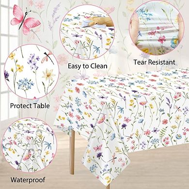 Wildflower Tablecloth 3-Pack Plastic Waterproof Disposable Party Covers