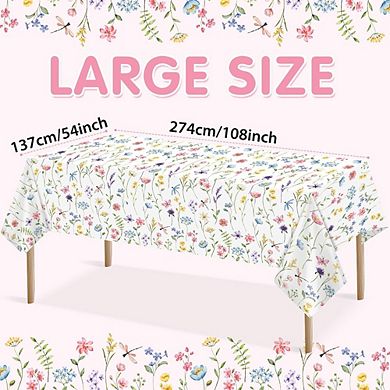 Wildflower Tablecloth 3-Pack Plastic Waterproof Disposable Party Covers