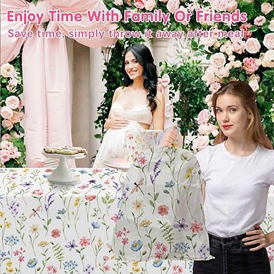 Wildflower Tablecloth 3-Pack Plastic Waterproof Disposable Party Covers