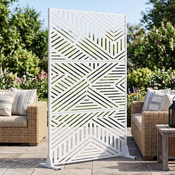 Ivan 6 ft x 4 ft White Metal Privacy Screen
