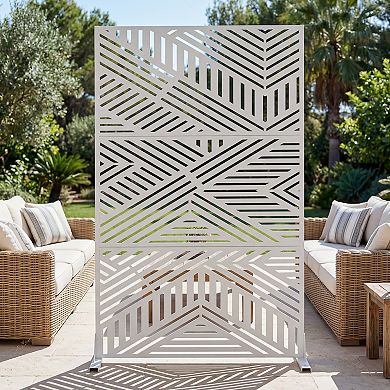 Ivan 6 ft x 4 ft White Metal Privacy Screen