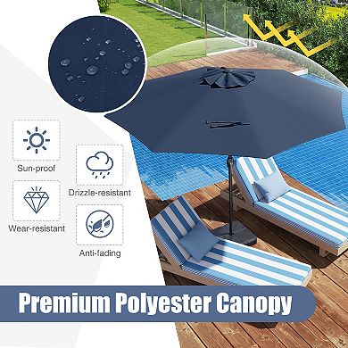 Outdoor Heavy Duty Market Umbrella with Crank Handle and 8 Sturdy Ribs