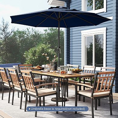 Outdoor Heavy Duty Market Umbrella with Crank Handle and 8 Sturdy Ribs