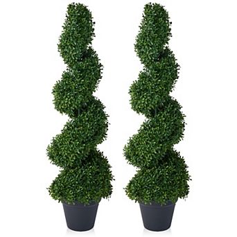 VeriNatural 2 Pack Boxwood Spiral Topiary Artificial Tree, Faux Plants for Outdoor Indoor Home Decor