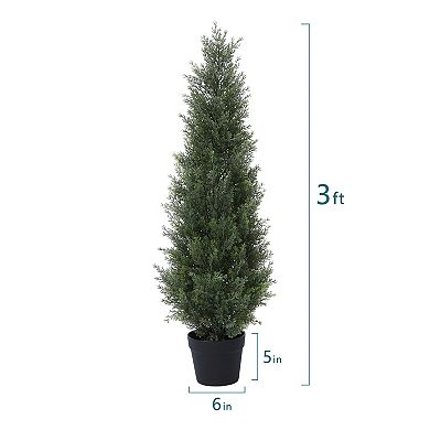 VeriNatural Artificial Cedar Tree with pretty light strips, Potted Fake Plants for Home Decor