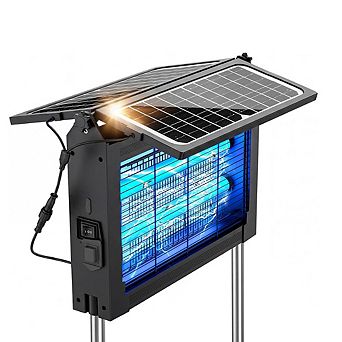 Dual Panels 4500V Solar Bug Zapper, Auto On/Off, IPX5, Covers 2100 sq ft for Patio/Garden