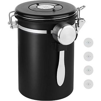 Airtight Stainless Steel Coffee Canister with Date Tracker and Scoop
